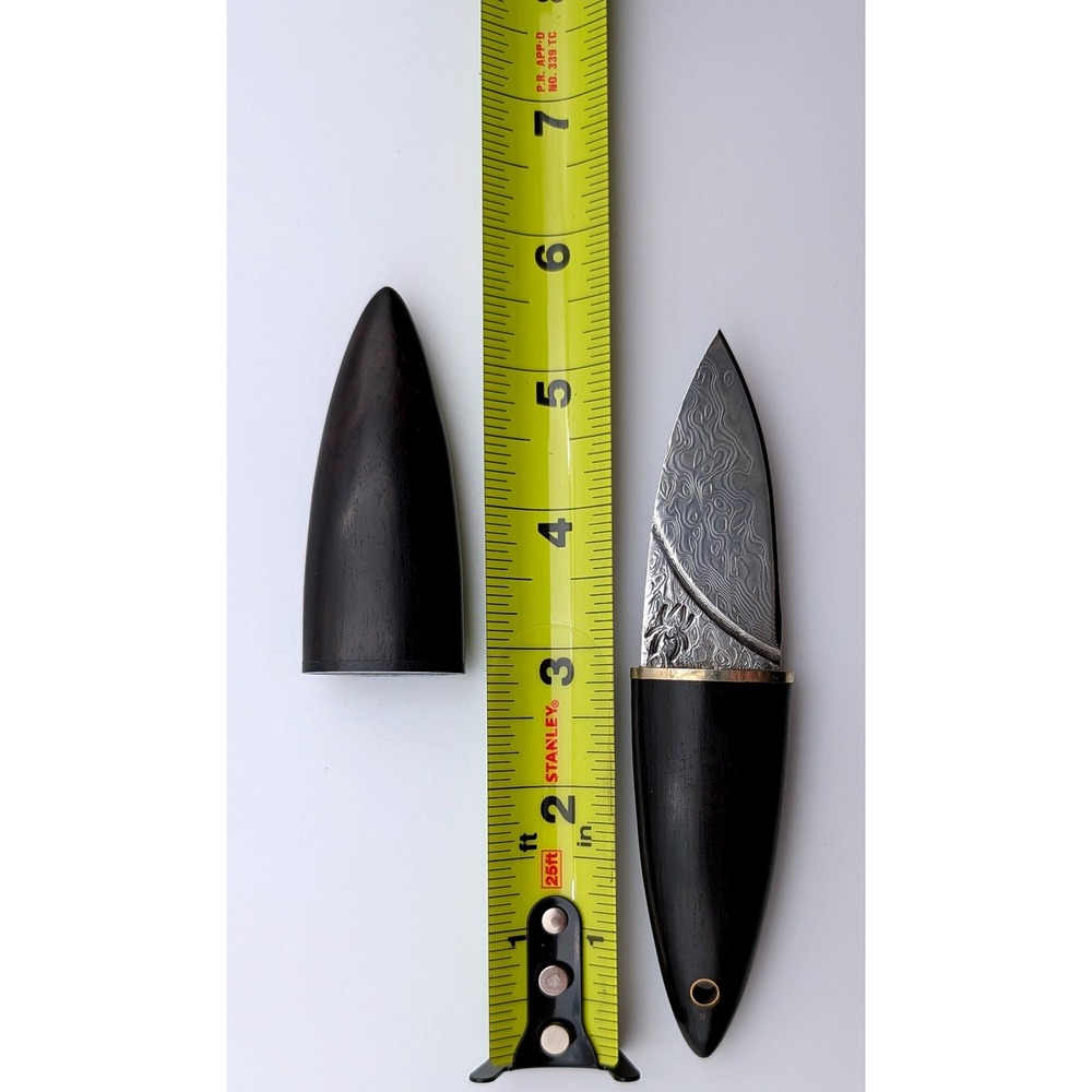 Handmade Damascus Steel Fixed Blade Spider Knife Wood Handle & Sheath 5.5 inch